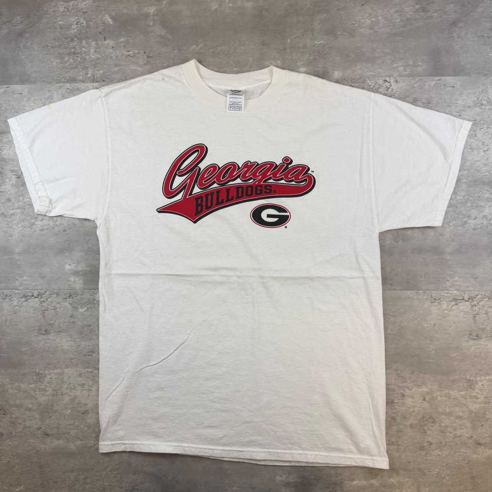 Delta Pro Weight Georgia Bulldogs Graphic T-Shirt Mens Large White NCAA College